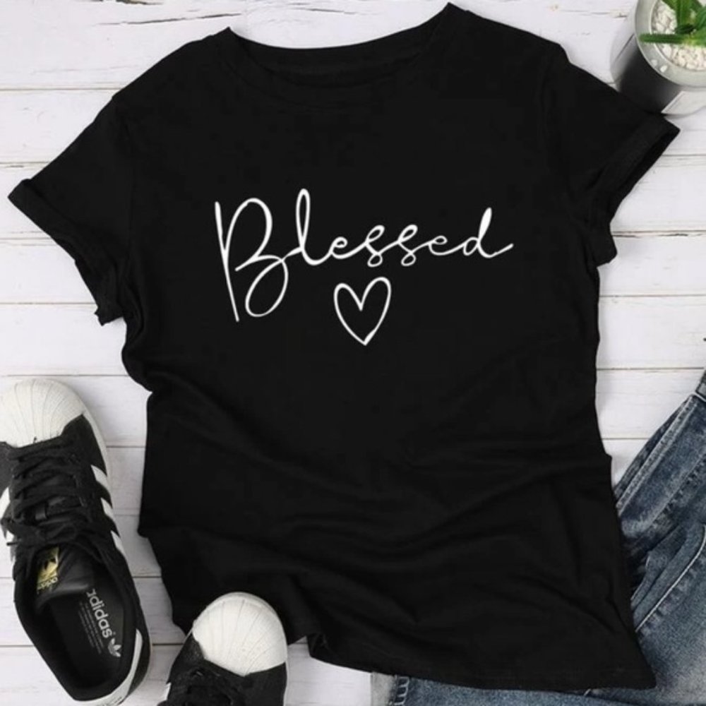 Blessed Heart Graphic Tee Black